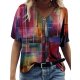 Women's New V-Neck Fashion Short Sleeve Top 3D Abstract