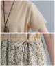 Literature And Art Loose Patchwork Cotton And Linen Printed Short Sleeve Dress For Women