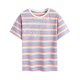 Fashion Rainbow Striped T-Shirt Women's Short Sleeve Top Casual Slim Fit