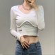 Long Sleeve V-Neck Short Bottoming Shirt Women