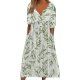 Spring New Popular Printed V-neck Button Short Sleeve Dress For Women