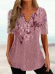 Summer Loose V-neck Short Sleeve Pleated Button Shirt For Women